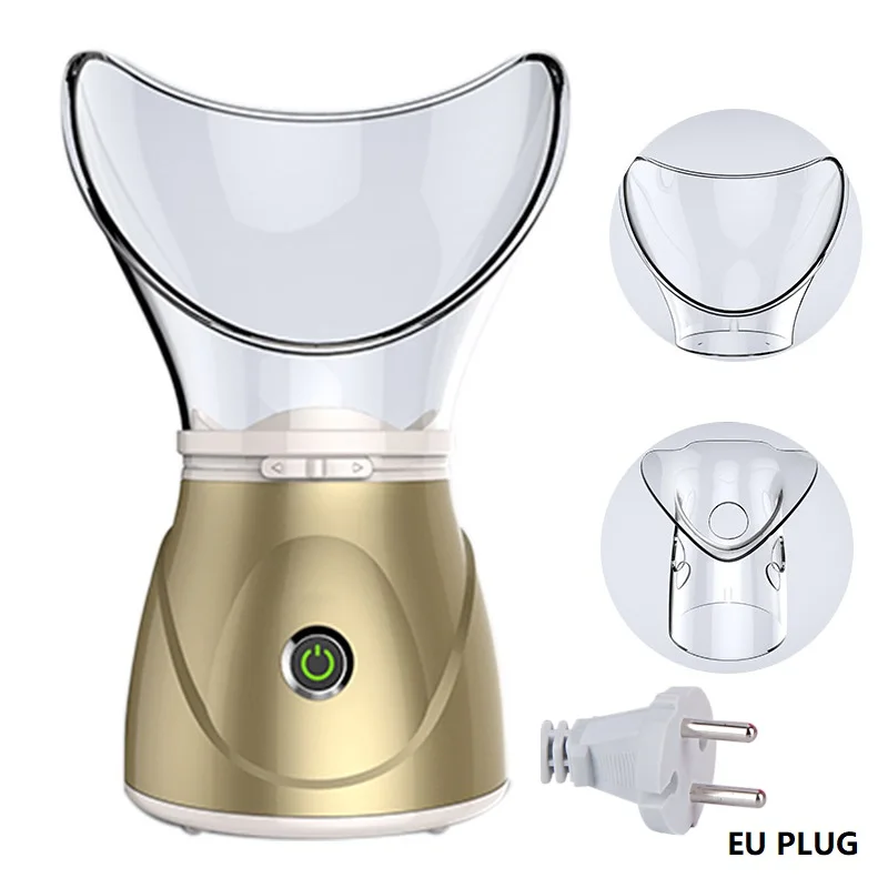 Gold EU Plug Отпариватель для лица Глубокая чистка лица Очиститель красоты лица паром устройства машина лица тепловой опрыскиватель инструмент для ухода за кожей распылитель - Цвет: Gold EU Plug