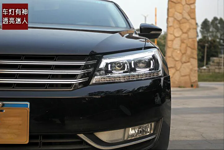 2 шт., динамическая видеокарта, Стайлинг для Passat B7, фары 2011, 2012-, Америка, Passat CC, светодиодный фонарь, DRL, биксеноновые линзы
