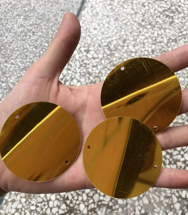 gold Красные, золотые, серебристые, 30/38/50/90 мм Большой Размеры с двумя круглыми краями и дырами, свободные, Цехин, украшения ручной работы с блестками из S0372L - Цвет: gold