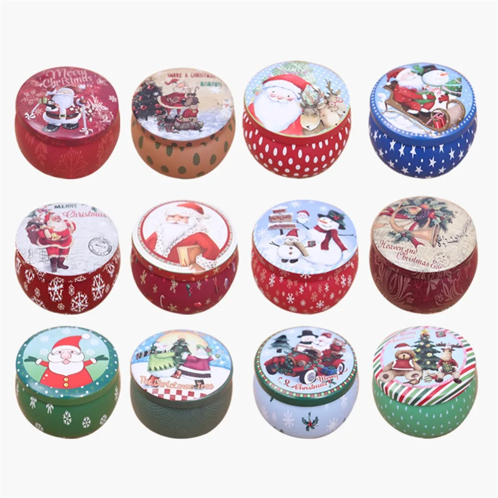 

1Pc Christmas Iron Box Santa Claus Snowman Mini Tin Gift Box Cookies Candy Boxes for Baby Shower Wedding Navidad Party Decor