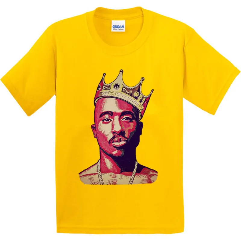 Детская футболка в стиле хип хоп Swag King 100% хлопок Tupac Amaru Shakur топы для мальчиков и