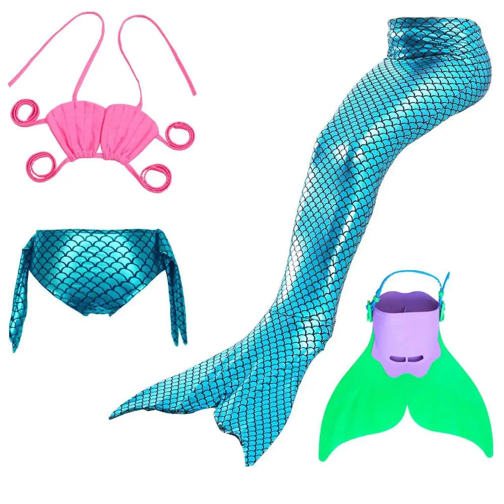 mermaid 7 with Fin Для девочек хвост русалки для плавания Косплэй костюм «хвост русалки» Косплэй девушки купальник дети детский для плавания костюм Моноласты - Цвет: mermaid 7 with Fin