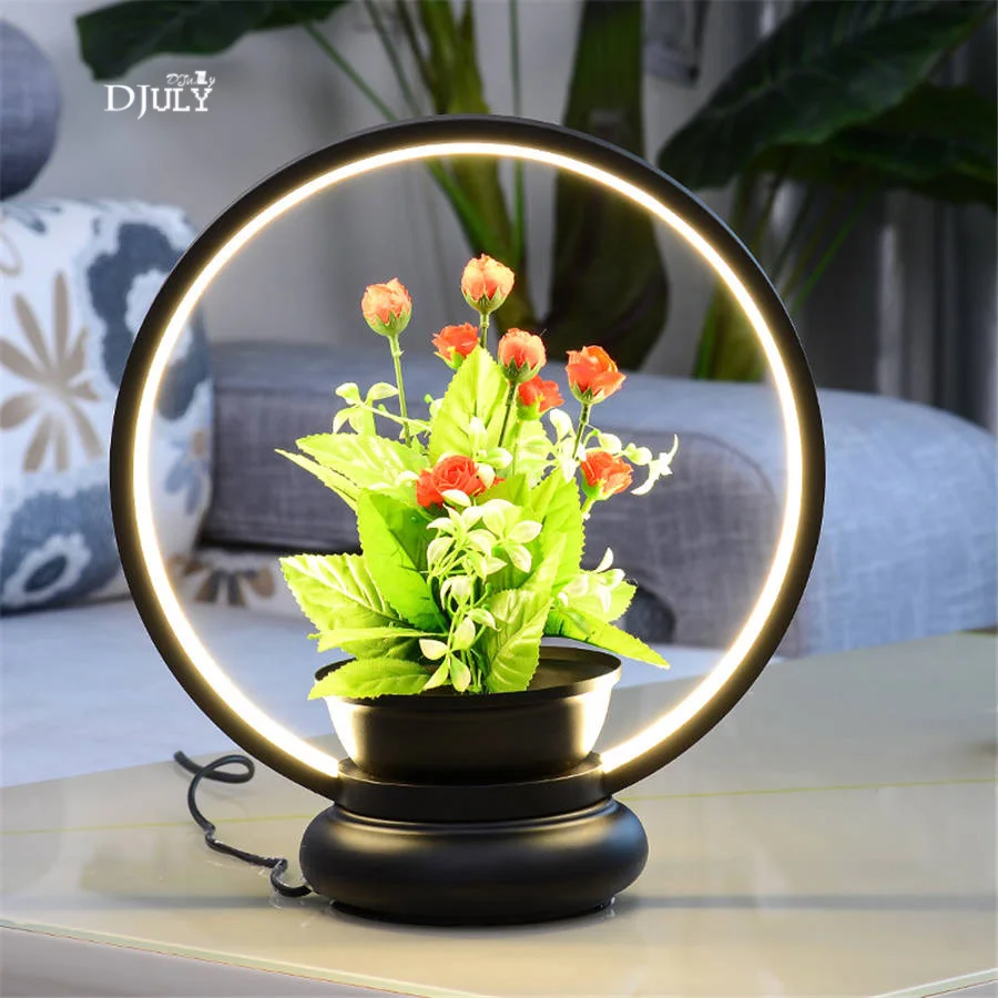 nordic teenage Artificial flower led table lamp for living room cafe romantic home deco bedroom modern creative light | Лампы и