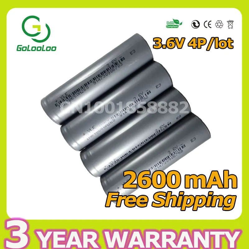 Gololoo 4 шт./лот 3 6 В 18650 аккумуляторная батарея с животным полным 2600 мАч Li Ion для