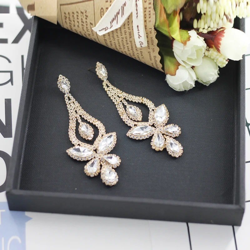 YIZILI Высокое качество Кристалл длинные висячие серьги для женщин с AAA австрийским