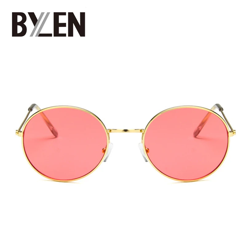 Женские круглые солнцезащитные очки с Красной металлической оправой в стиле