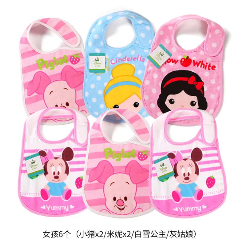 Disney Baby primary новорожденных детей хлопок марля мультфильм нагрудники Микки детские рот воды полотенце супермягкий впитыватель 6 шт./партия