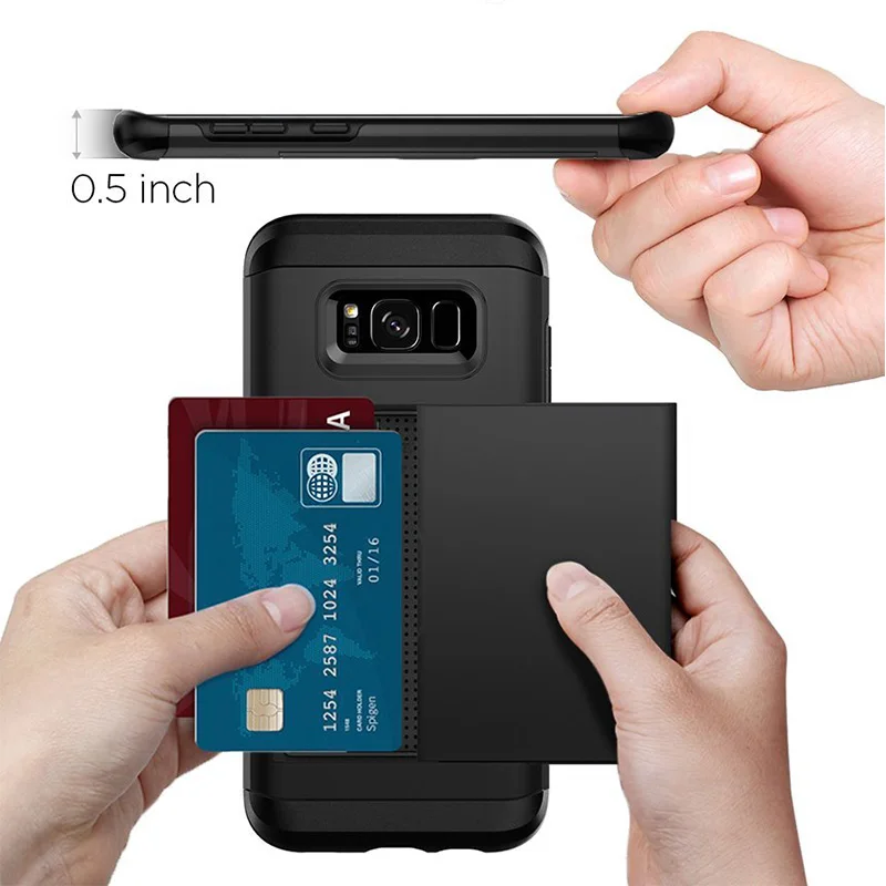 Чехол Ascromy Slim Armor CS для Galaxy S8 двухслойный кошелек дизайнерский держатель карт
