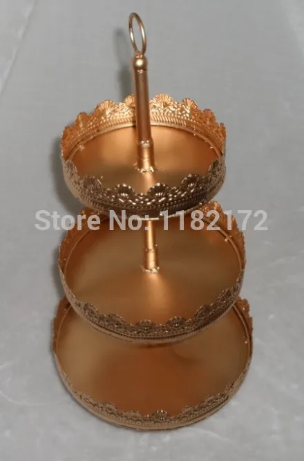 YAXIN 3 уровневая круглая бледно Золотая железная Красивая подставка для