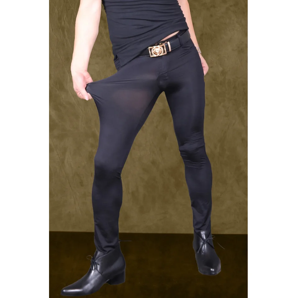 Брюки Карандаш мужские из вискозы пикантные однотонные прозрачные облегающие