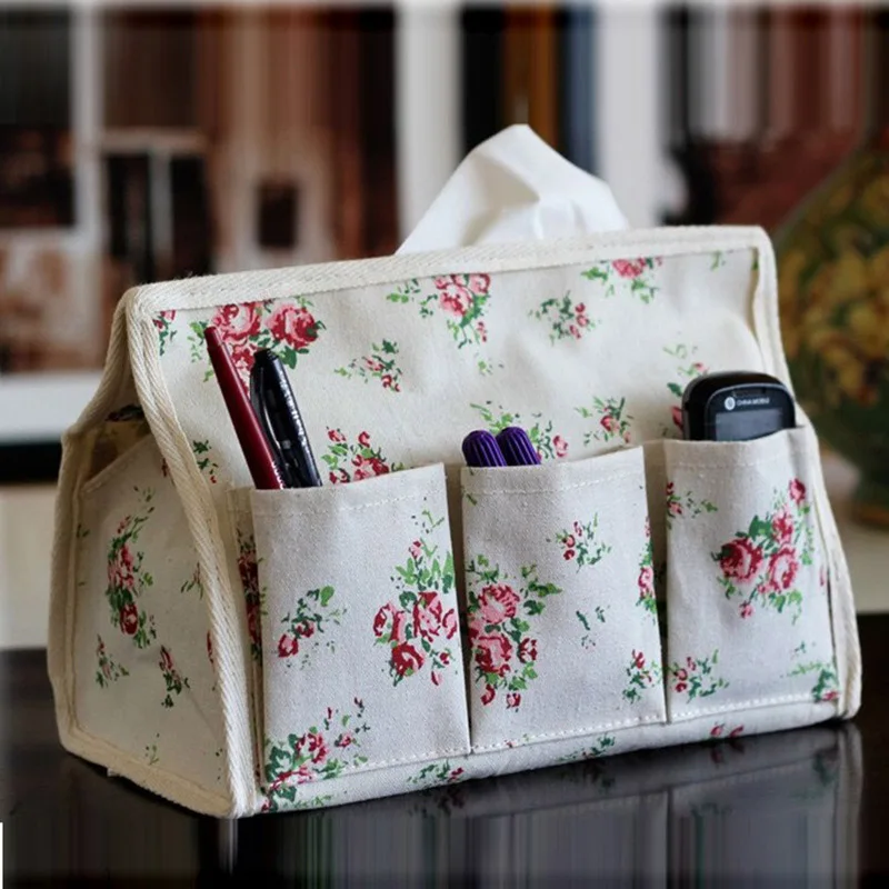 Цветочный Многофункциональный ткани ящик для хранения хлопок и лен бумажные
