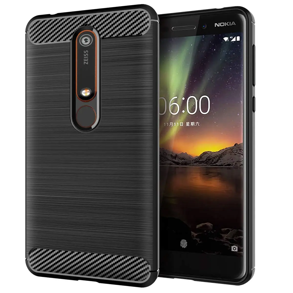 Для Nokia 4 2 5 1 3 6 7 Plus 8 9 2018 углеродное волокно текстура гибкий ТПУ силиконовый тонкий