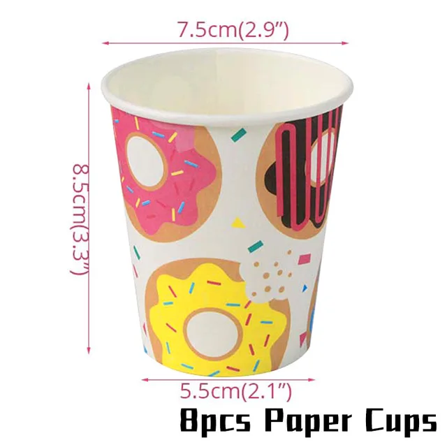 8pcs paper cups Вечерние принадлежности для пончиков, украшения для вечеринки в честь Дня Рождения, для малышей, для бургеров, мороженого, конфет, пончиков, воздушных шаров, гирлянда, свадебные сувениры - Цвет: 8pcs paper cups