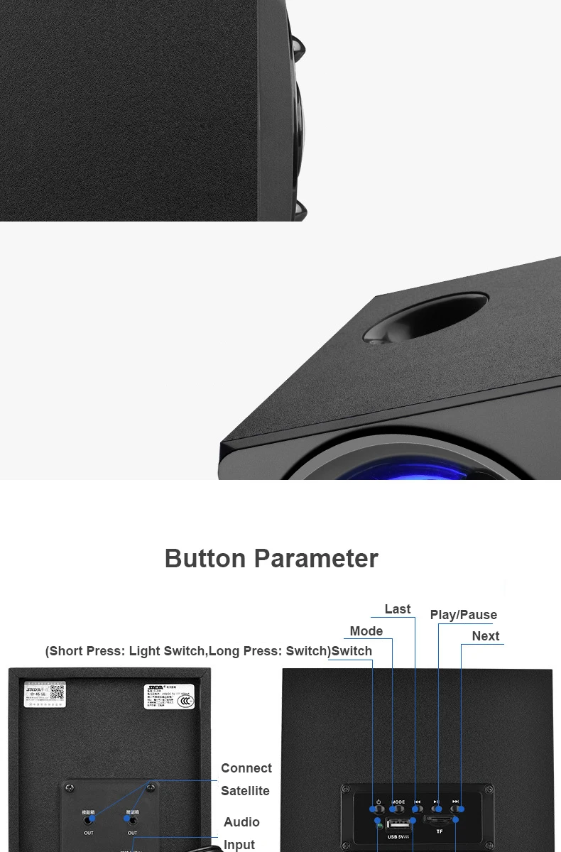 SADA D-208 USB цветные bluetooth-колонки светодиодный стерео мощный бас, Hi-Fi 3D объемный сабвуфер для ноутбука телефона ПК компьютера