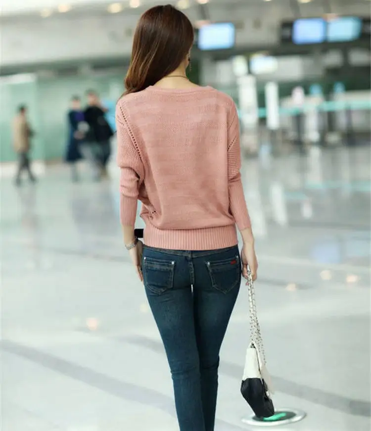 Women Knitted Sweater 2018 New Fashion Long-Sleeve O-Neck Tops Bat Loose Casual Kintwear Blouse Ladies Pullovers Woman Sweaters | Женская