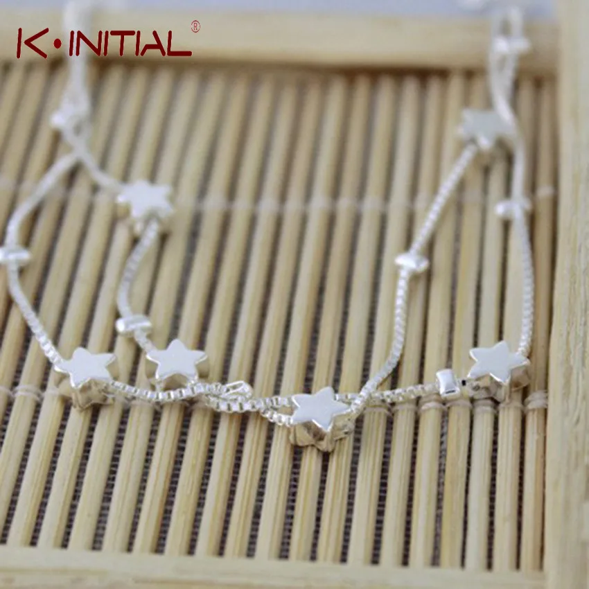 Kinitial звезды браслет из бисера для Для женщин Серебряный двойной Слои Симпатичные