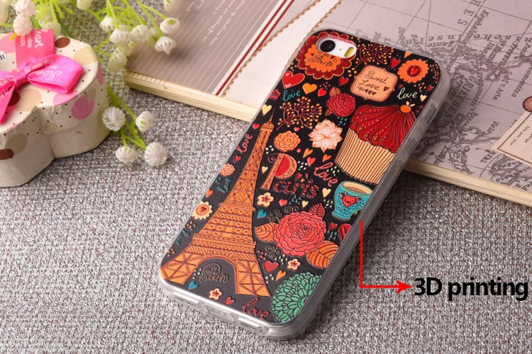 500 шт. мягкий чехол из ТПУ для Apple iPhone 7 с 3d тиснением задняя крышка 6 6plus 5 5S