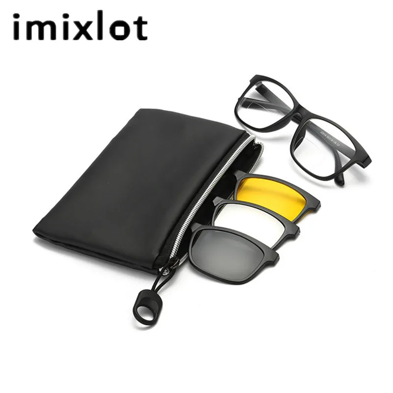 IMIXLOT 1 комплект мужские Поляризованные магнитные клип очки TR мужские на прищепке, для вождения на солнцезащитных очках магнит Повседневная близорукость