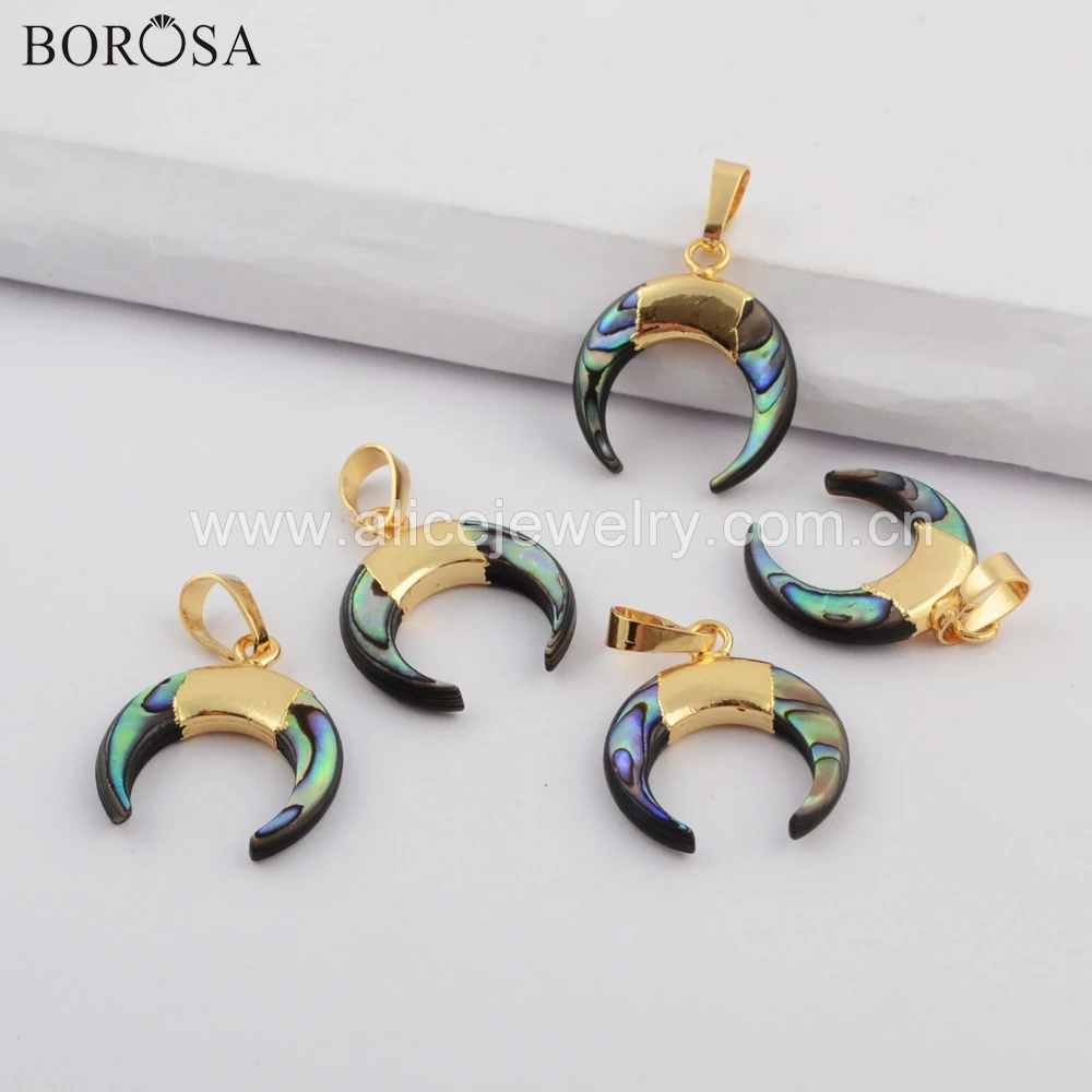 BOROSA 5/10 шт Новое поступление позолоченный кулон в виде раковины абалона рога