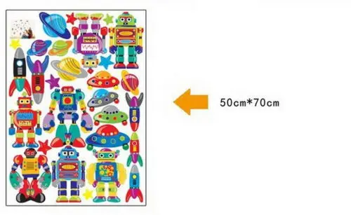 Robot Rocket Star Planet cartoon wall decals Removable stickers kids nursery baby decor children room home decoration | Дом и сад