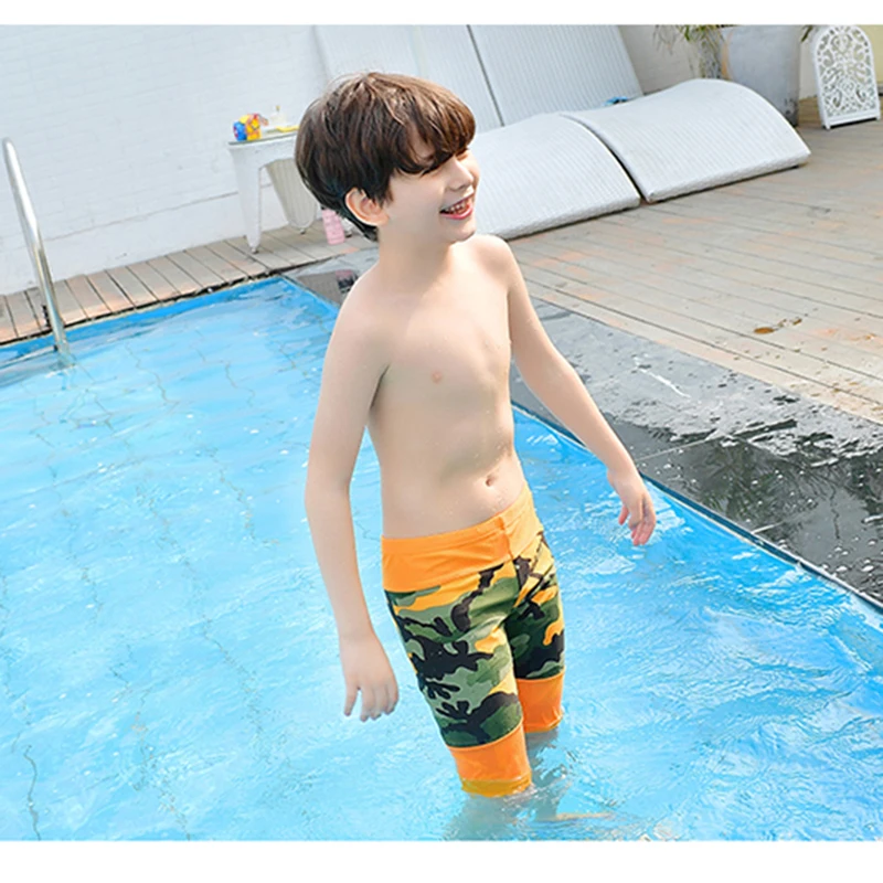 Пляжная одежда для мальчиков спортивная купания детский Камуфляжный Купальник