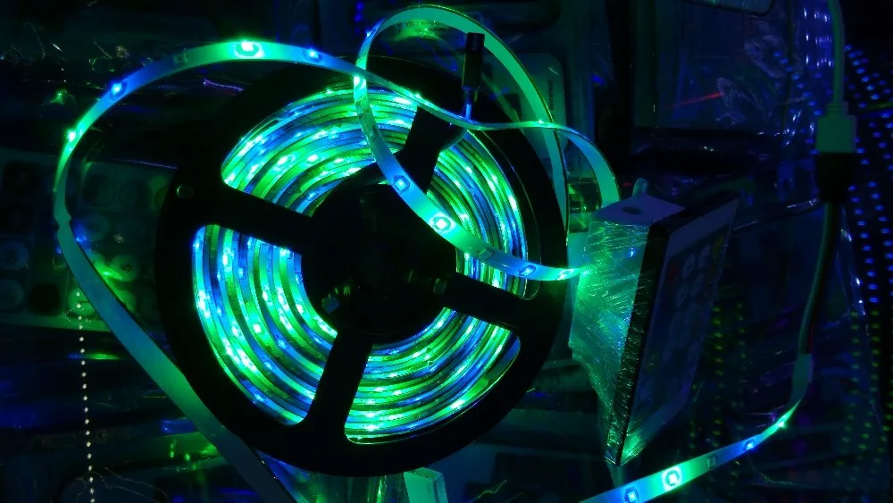 Светодиодная лампа 2835 = 3528 RGB красный зеленый синий DC12V 5 м 60led 1 метров рулон гибкий