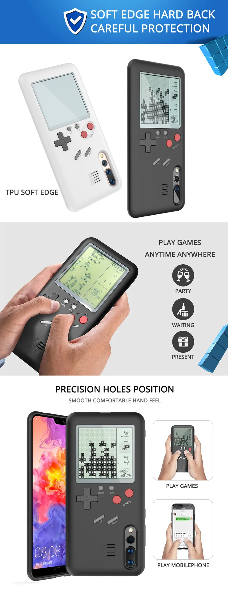 Soinmy P20 Чехлы для игр GameBoy для huawei P20 Tetris, мягкие чехлы из ТПУ для huawei P20pro Mate9 Mate10 gameboy, чехлы
