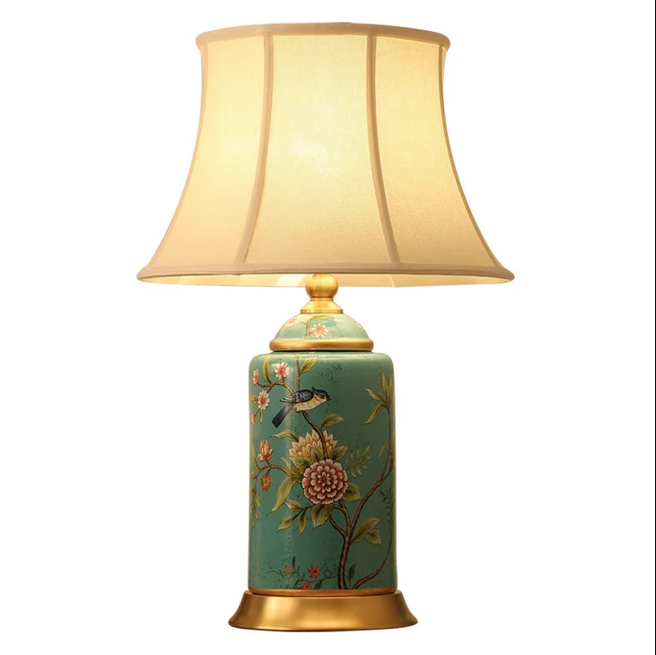 Китайские Большие Керамические настольные лампы blue flower bird винтажный сенсорный