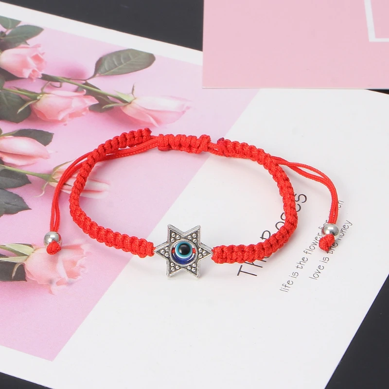 

Lucky Kabbalah Red String Hamsa Bracelets Blue Evil Eye Fatima Hand Jewelry