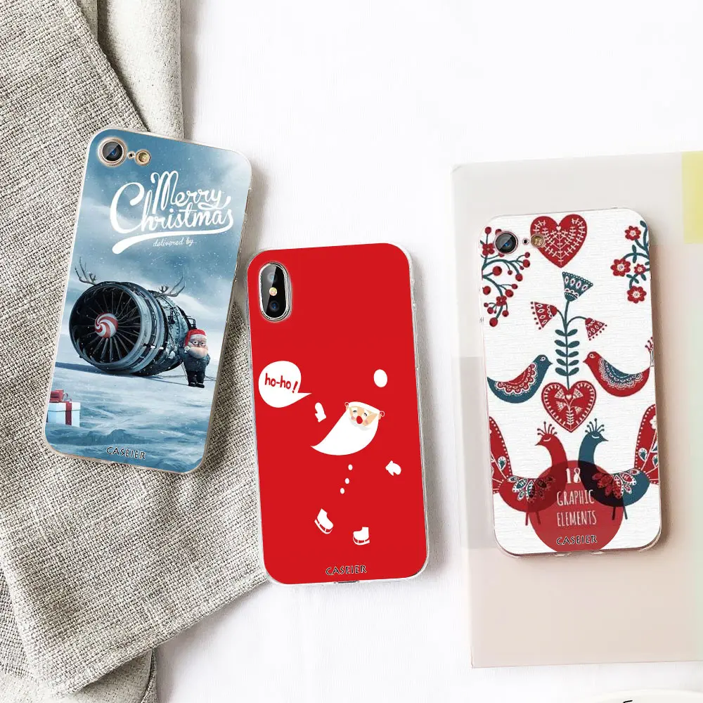 Caseier 2020 Новогодние рождественские чехол для Huawei P9 P10 P20 Lite прозрачные мягкие чехлы