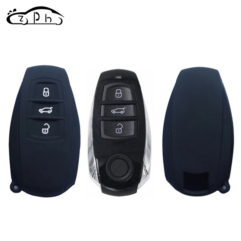

Silicone Rubber Car Key Cover Case Holder Fob Skin for VW Touareg Smart Key Card 3 Buttons Volkswagen Remote Key Protect Shell