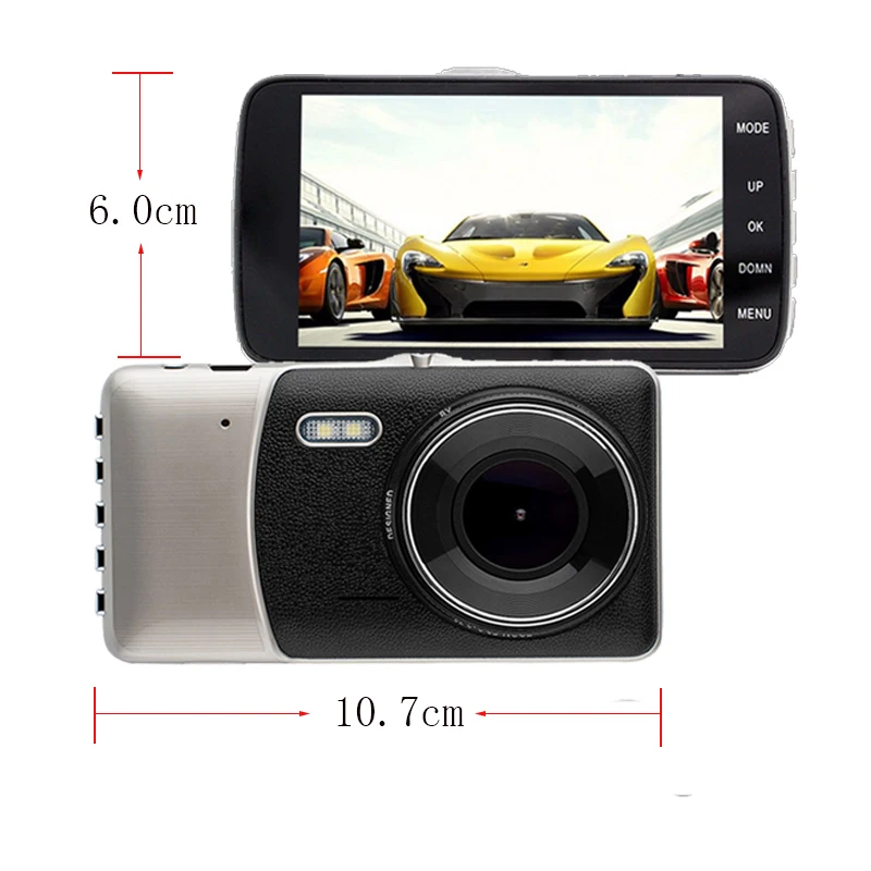 Limousback 4 дюймовый экран 170 градусов двойной объектив видеорегистратор HD 1080P