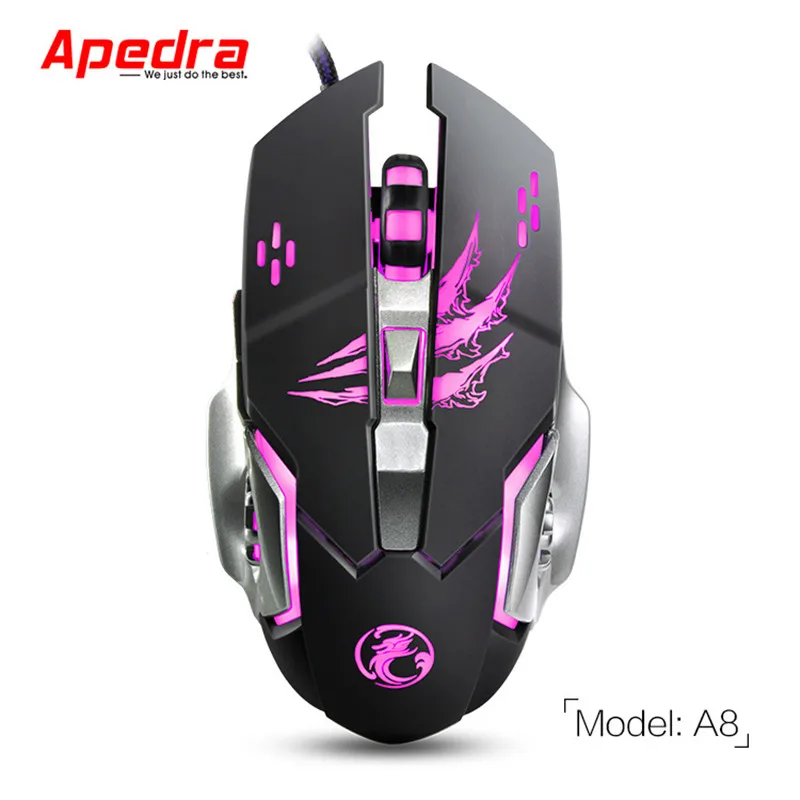 Apedra A8 механическая конструкция USB 6 кнопок Проводная игровая мышь 3200 точек/дюйм