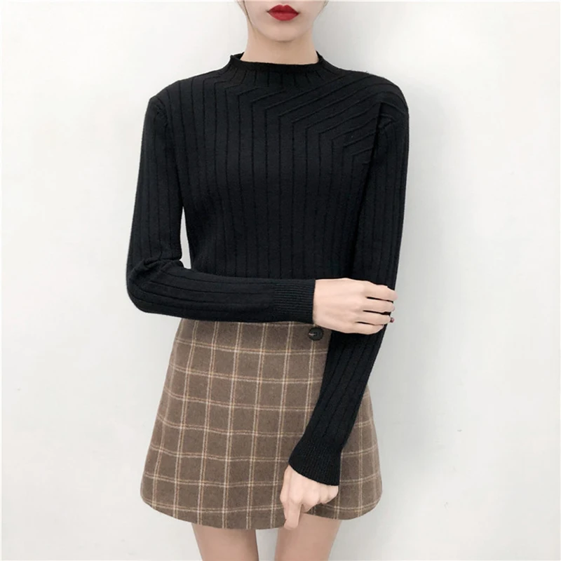 

Половина Водолазка 2019 осень зима свитер женский модный корейский вязаный джемпер и пуловер Женский вязаный свитер Femme YF153