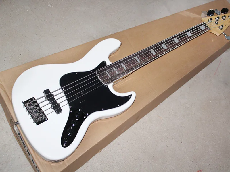 2018 белый 5 струны электрогитары Гитара с черной накладкой палисандр гриф