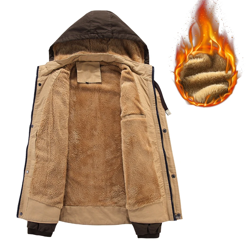 

2019 New Style Winter Cotton Coat Men Fur Hoodie Jackets Man Bomber Jacket Warm Coat men's Jackets Thinken Parkas Wool Coats Men