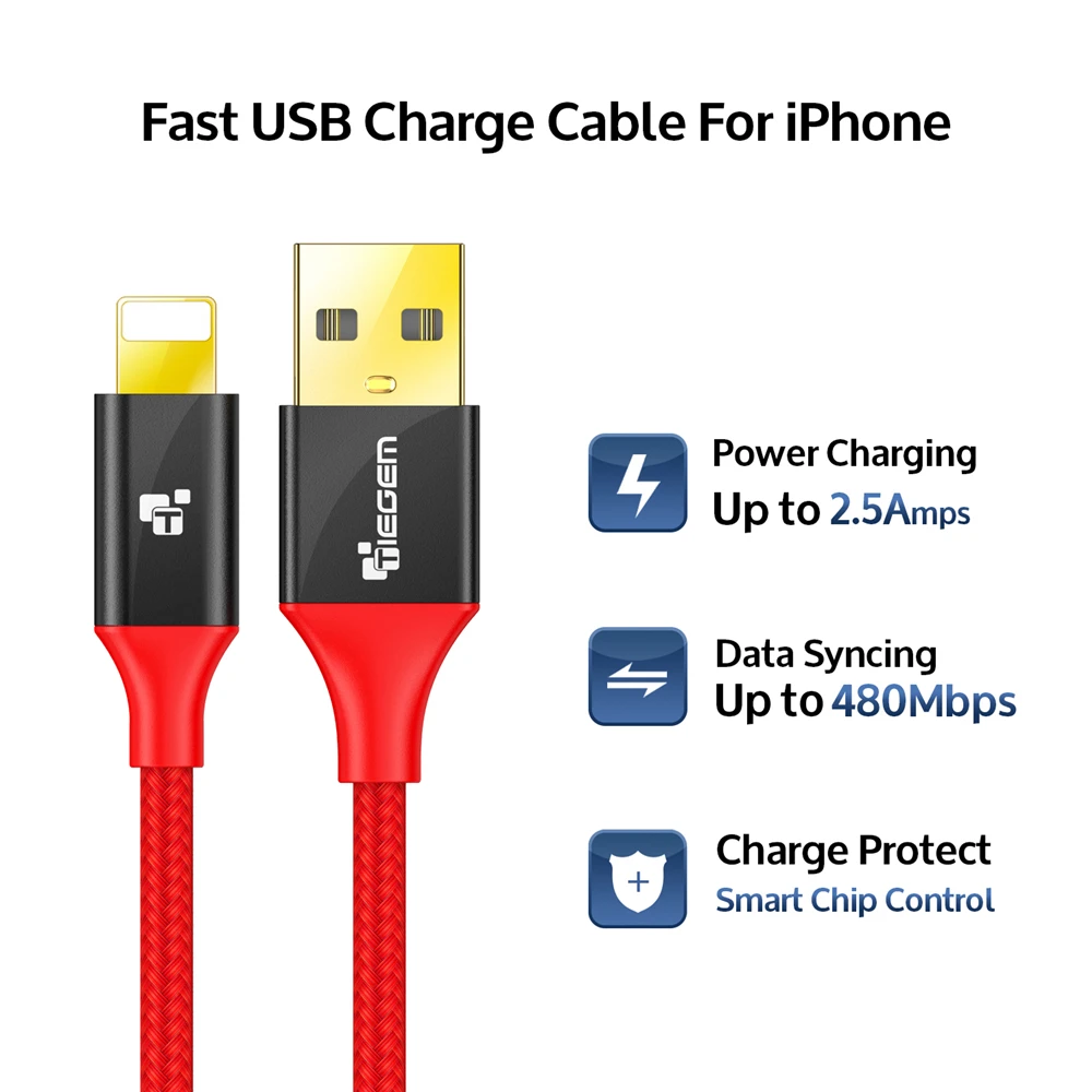 USB кабель для iPhone 7 6 Plus TIEGEM Быстрая зарядка USB кабель для iPhone7 6s Plus 5 SE iPad Air Mini зарядное устройство кабели для мобильных телефонов