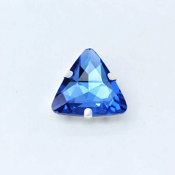 mid sapphire 20p 10 мм треугольный стеклянный камень с серебряной установкой плоские с оборота Стразы для рукоделия обуви, сумки, свадебного платья - Цвет: mid sapphire
