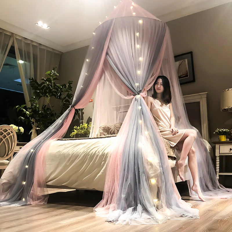 

4 Colors Hanging Adults Bedding Dome Bed Canopy Cotton Mosquito Net Bedcover Curtain For Baby Kids Reading Playing Home Decor