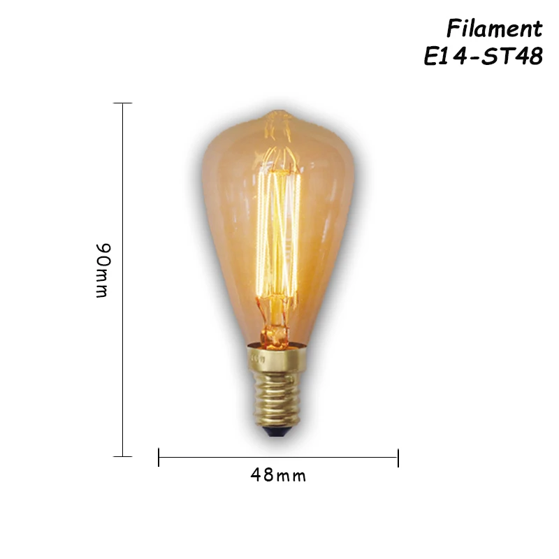 Лампа Эдисона E14 ST48 винтажная лампа накаливания 220 В для дома/спальни/гостиной 40