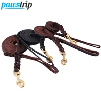 high quality genuine leather pet dog leash luxury strong puppy collar leash lead for large dogs smlxl