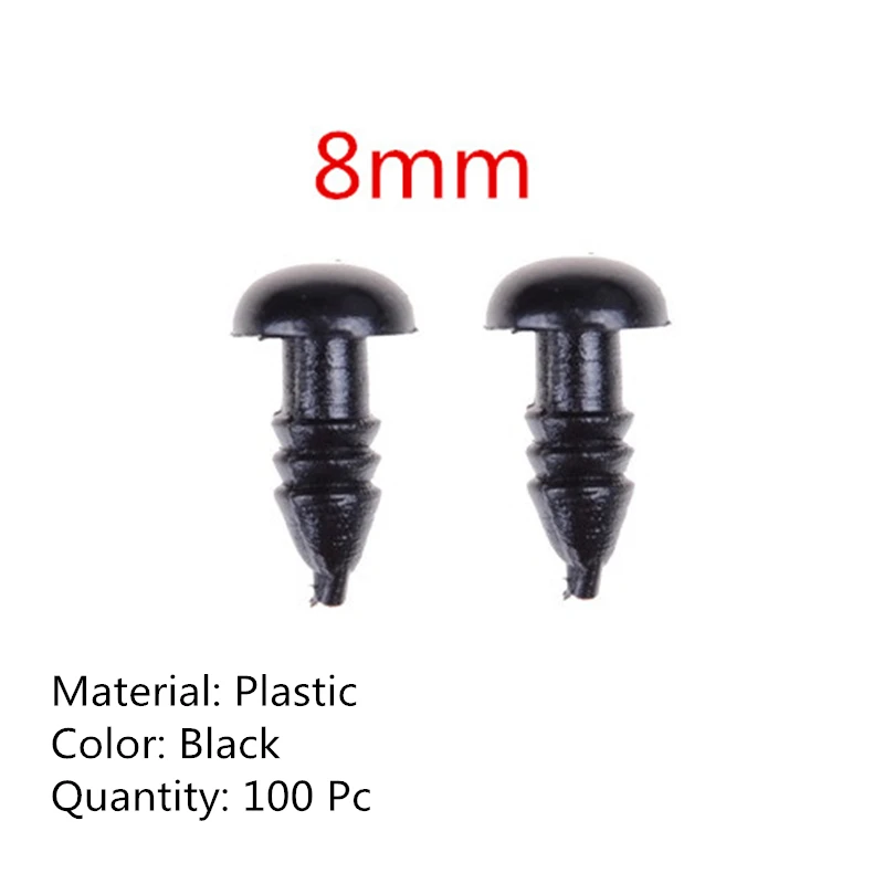 8mm 10/100/300 шт, для детей от 3 до 12 лет мм безопасности Изделия из пластика защитные глаза для плюшевый мишка мягкая игрушка кукла амигуруми аксессуары «сделай сам» - Цвет: 8mm