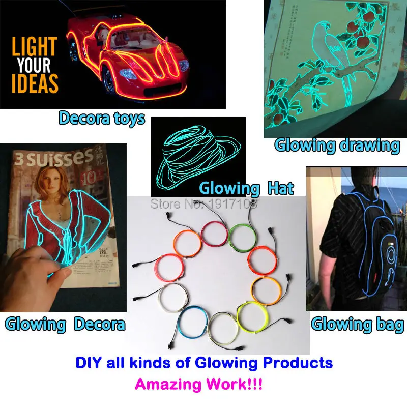 Гибкий неоновый светильник 10 цветов на выбор 1 3 мм оранжевый EL провод без