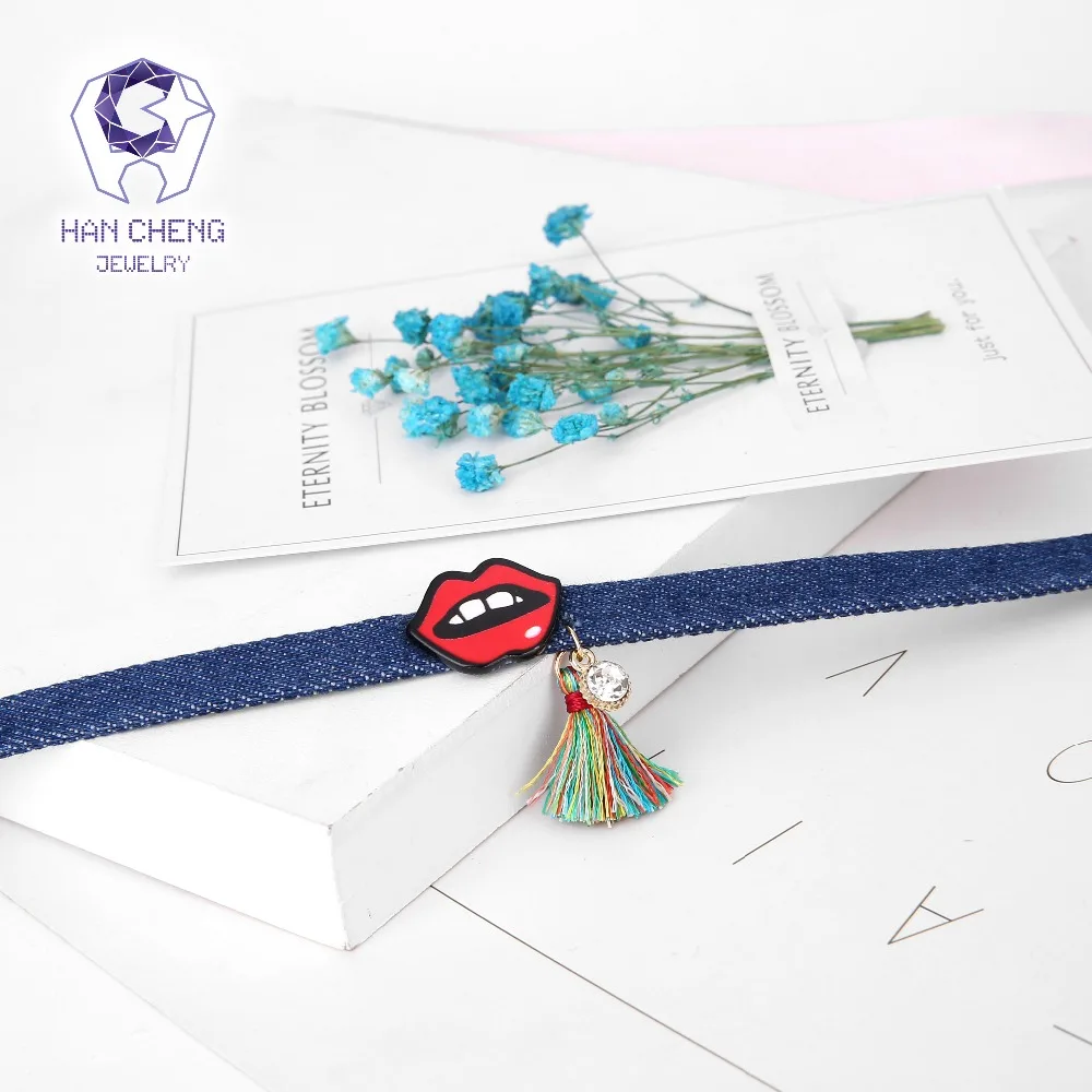 Новый модный джинсовый ремень HanCheng со стразами кисточка сексуальные губы кулон