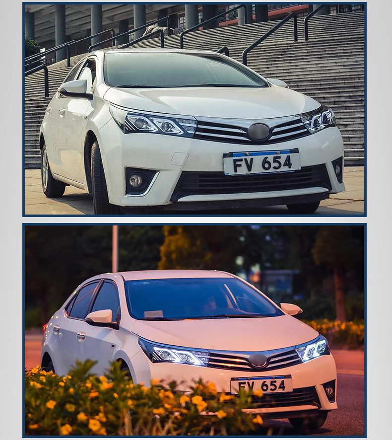 Vland Автомобильная головная лампа для Corolla светодиодные фары- фары объектив проектора с угловыми глазами