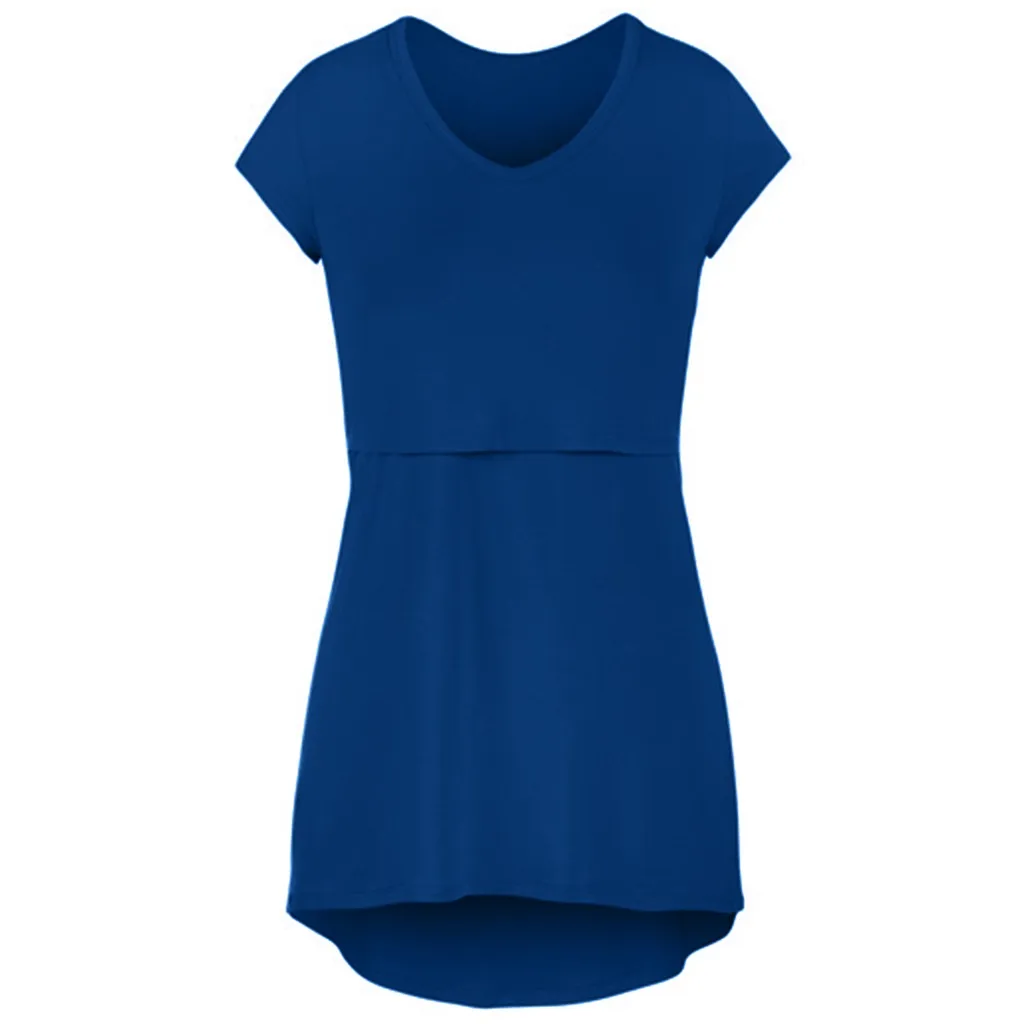 Женская блузка для беременных топ с запахом и коротким рукавом Двухслойная