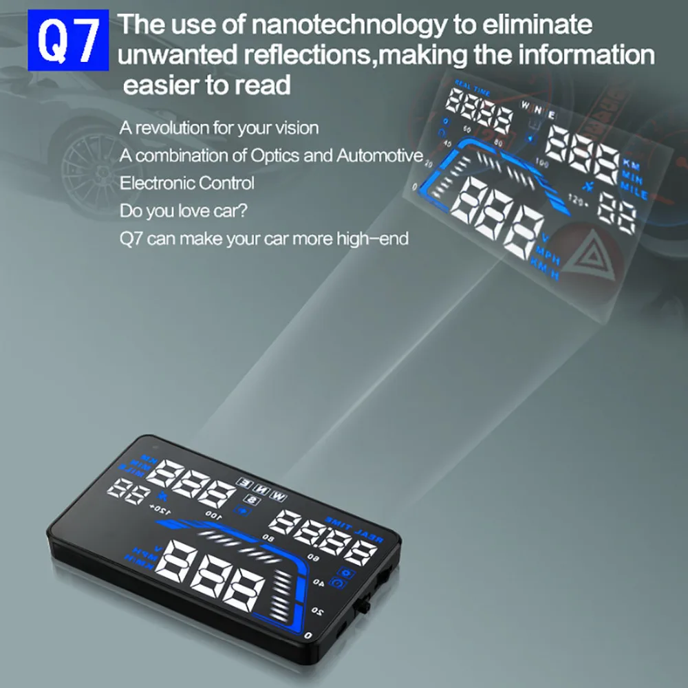 HUD Q7 5 ''универсальный GPS многофункциональный автомобильный дисплей на лобовое