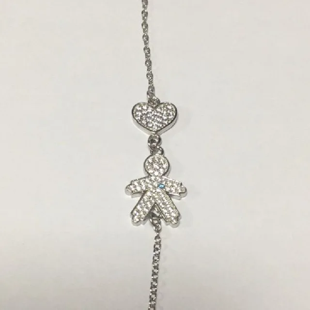 heart light blue boy Красивые 925 пробы серебряные браслеты с фигурками для маленьких мальчиков и девочек элегантные ювелирные изделия для женщин и мам - Окраска металла: heart light blue boy