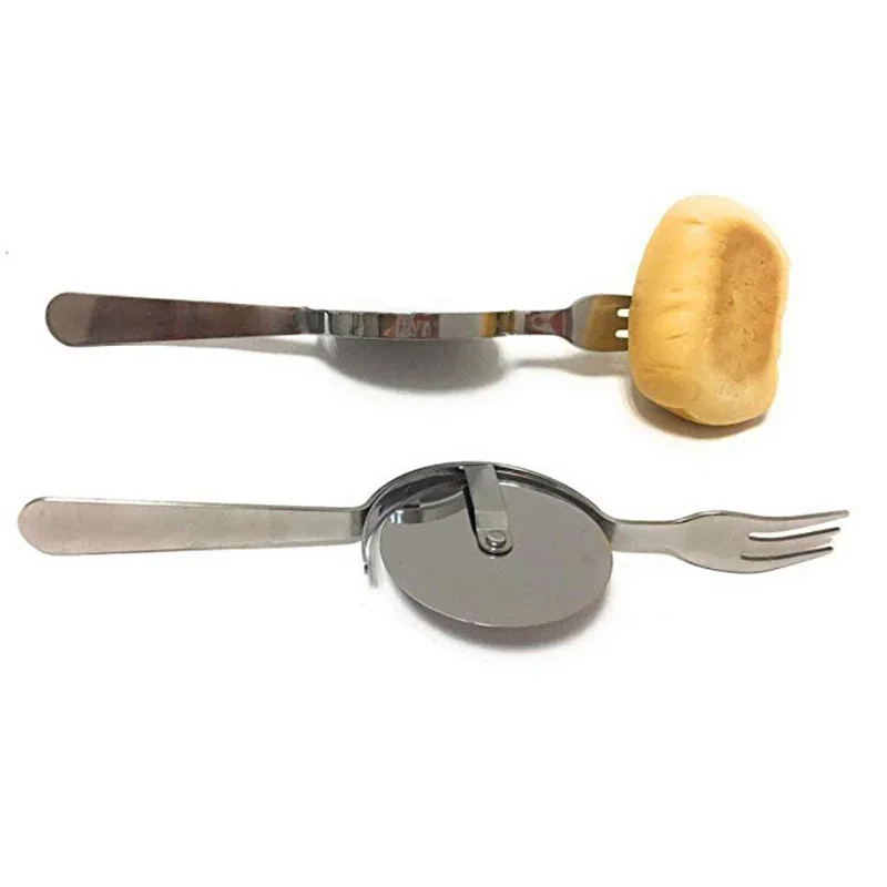 2 в 1 резак для пиццы колесо и вилка лопатка торта кухонная духовка скребок