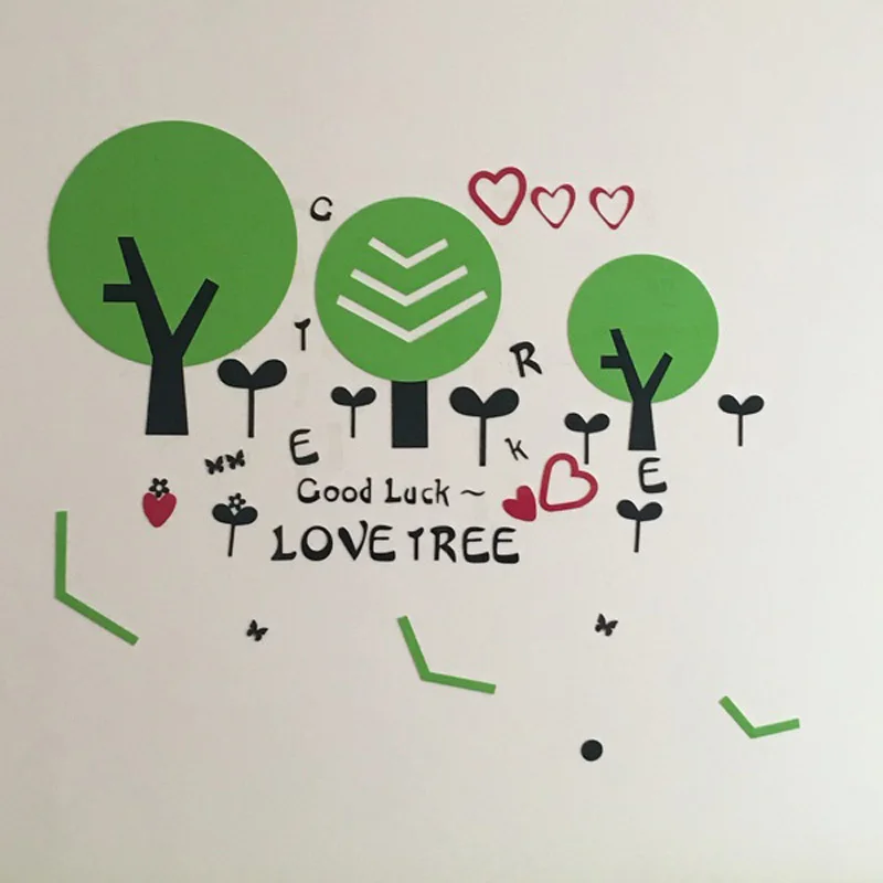 Зеленый счастливый Любовь деревья дизайн акриловая Наклейка на стену s DIY для